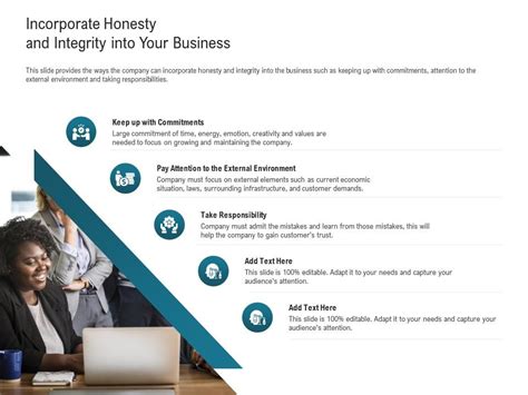 Incorporate Honesty And Integrity Into Your Business Learn Ppt