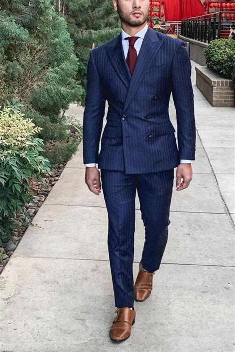 Mens Double Breasted Navy Blue Pinstripe Suit Mens Suits Giorgenti Custom Suit Bronx Nyc