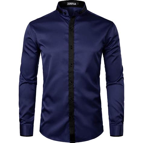 6mo Finance Zeroyaa Mens Hipster Solid Slim Fit Long Sleeve