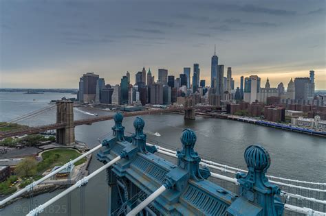 View Of Brooklyn Bridge And Lower Manhattan From Atop The Brooklyn Side