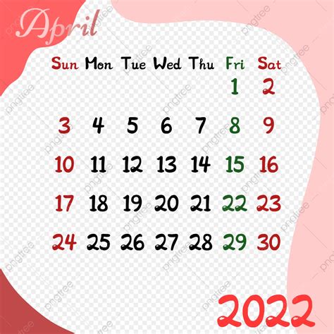 Abril 2022 Calendario Rosa Tema Png Calendario Fecha Hora Png Y Psd