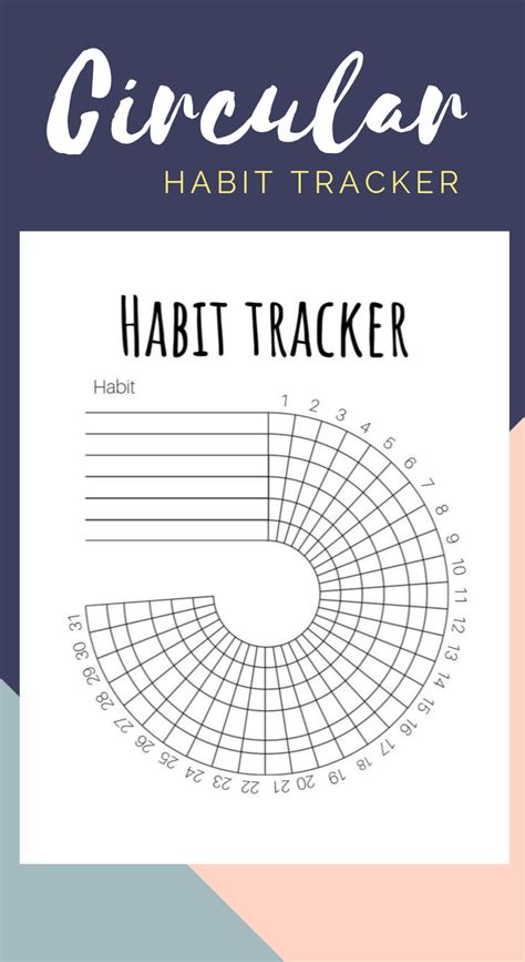 Circular Habit Tracker Round Monthly Habit Log Printable Self