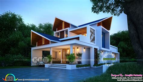 2233 Sq Ft 3 Bedroom Sharp Sloped Roof House Kerala House Design