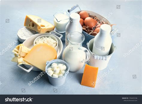 Different Types Fresh Farm Dairy Products Stock Photo 1704453106