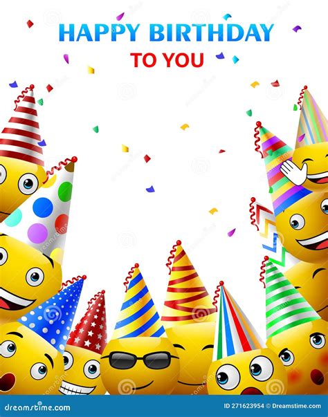 Smileys Birthday Vector Set Smiley Emojis In Party Celebrating