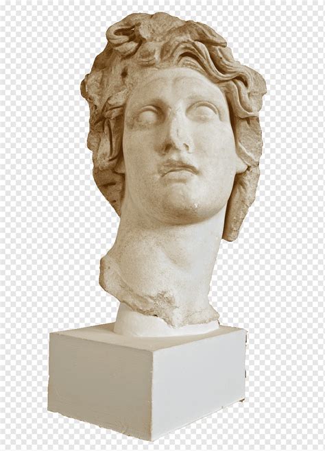 Male Head Bust Against Blue Background Vaporwave Statue Bust Marble
