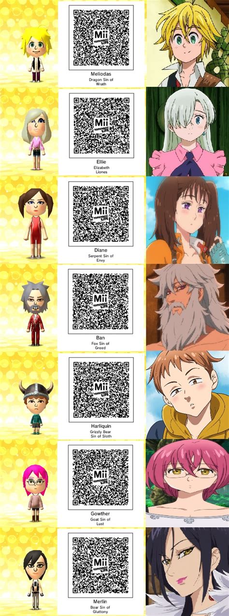 Anime Mii Qr Codes Tomodachi Life Tomodachi Life Mii Qr Codes