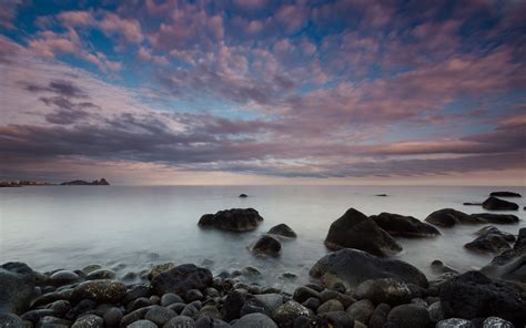 Blu Panorama Aci Catena Sea Coast Cliffs Dark Clouds Hd Wallpaper