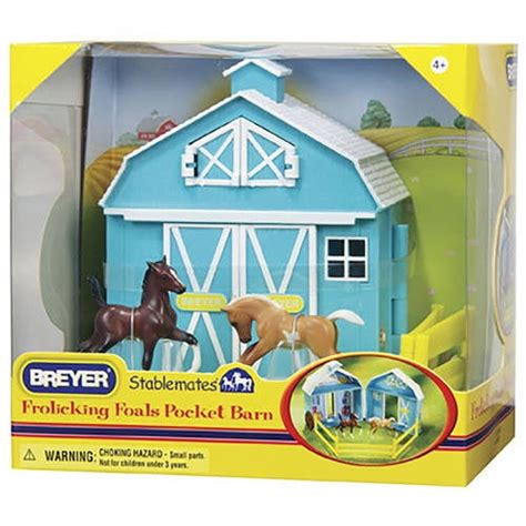 Breyer Stablemates Frolicking Foals Pocket Barn And Horse Play Set 1