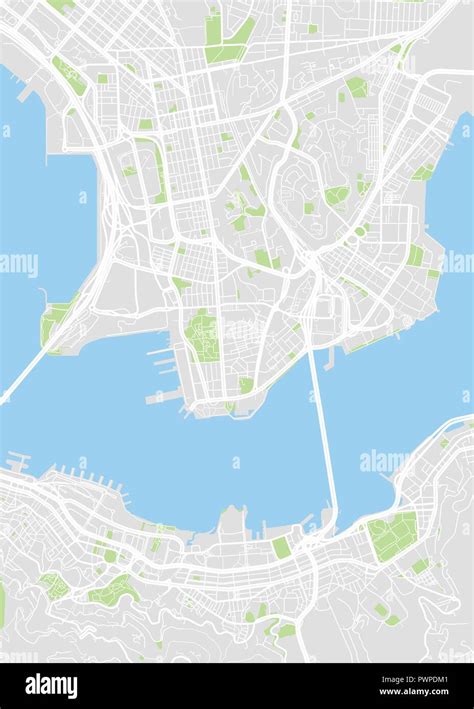 Hong Kong Colored Vector Map Detailed Plan Of The City Rivers And