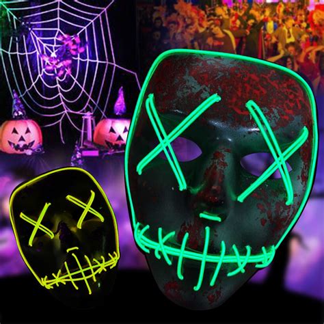 Led Mask Halloween Party Masque Masquerade Masks Neon Maske Light Glow