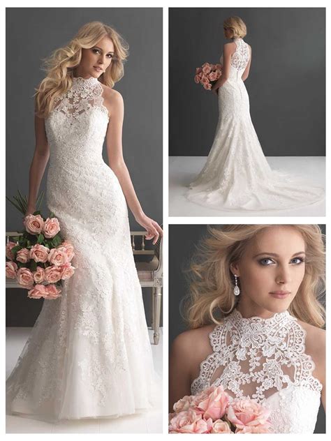 Sheer High Neckline Lace Sheath Wedding Dress 2454296 Weddbook