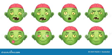 Zombie Emoji Cartoon Zombies Avatars Comic Head With Brain Emoticon