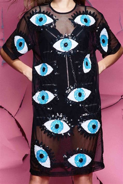 Usd Information The Du Evil Eye Mesh Dress Hand Sequinned With Our