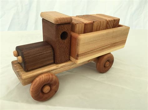 Handmade Wooden Toy Cargo Truck Wplain Blocks