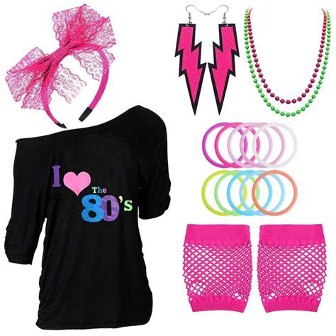 80s outfits costume accessories for women i love 80 s print off shoulder t shirt for 80s