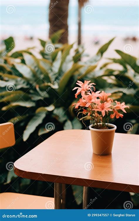A Potted Plant Sitting On Top Of A Wooden Table Ai Stock Image Image