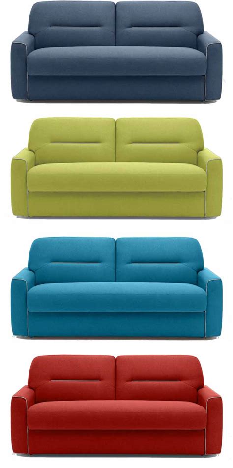 Moderno divano letto rivestito in tessuto. Divano letto piazza e mezza francese con Materasso 140x190 ...