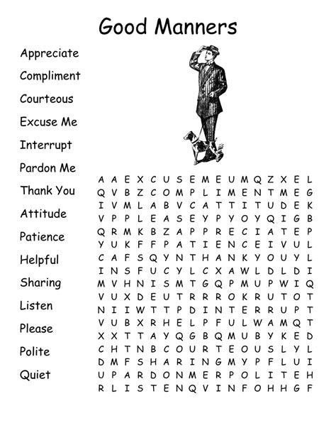 Good Manners Word Search Printable Word Search Printable The Best