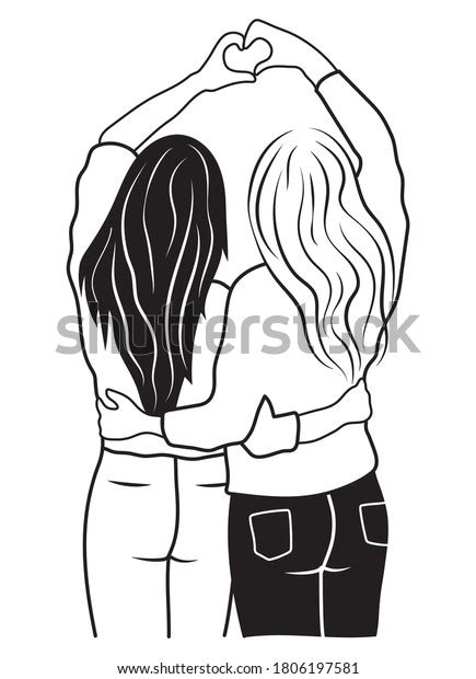 Two Best Friends Hugging Showing Hands Stock Vector Royalty Free