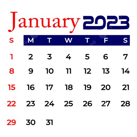 Gambar Bulan Pertama Januari 2023 Dengan Highlight Hari Minggu Tanda