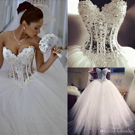 Gorgeous Luxury Crystals 2017 Ball Gown Wedding Dresses Empire Waist
