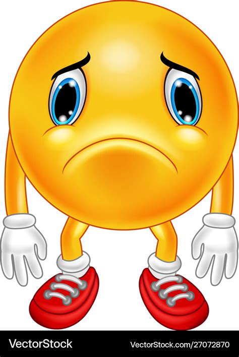 Cartoon Sad Emoticon On White Background Vector Image