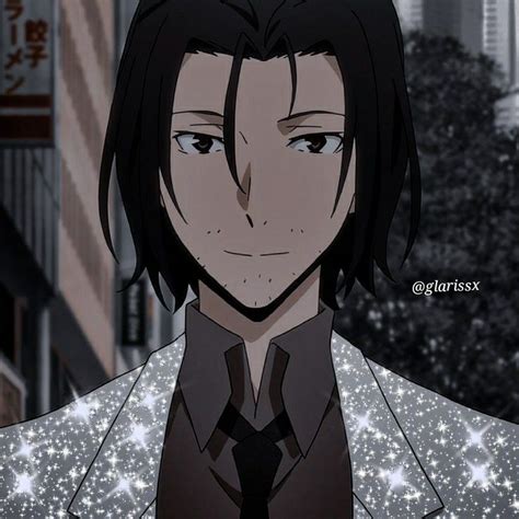 An Anime Character With Long Black Hair Wearing A Suit And Tie In Front
