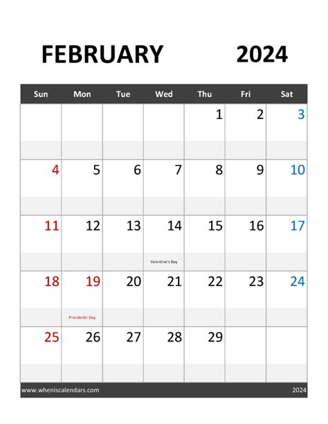 Large Printable February 2024 Calendar F2373