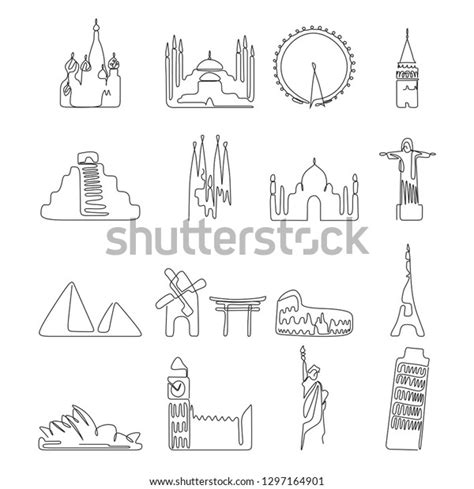 World Famous Landmarks Drawing