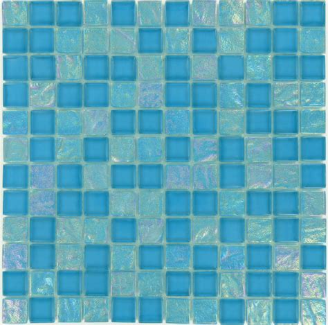 Ocean Pool Mosaic Splash Series 7 8 X 7 8 Breeze 7 8 Blue Glossy And Iridescent Glass Tile