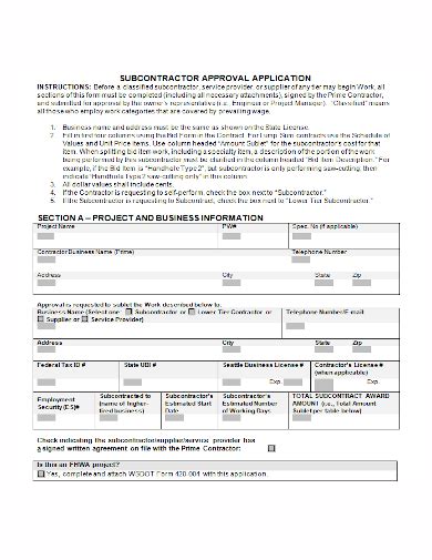 Free 10 Subcontractor Application Samples In Pdf Doc