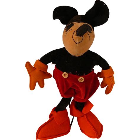 1930 Vintage Mickey Mouse Velvet And Felt Doll 10 From Tiggertiques On