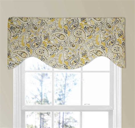 Distressed Paisley Valance In Black Yellow And Olive