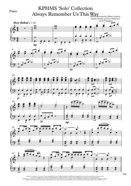 Always Remember Us This Way Solo For Alto Sax Piano In C Major Sheet