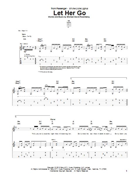 Let Her Go Guitar Tab By Passenger Guitar Tab 151287