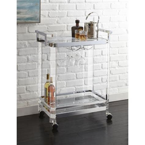 Aerin Acrylic Bar Cart In Clear Acrylic With Chrome Trim