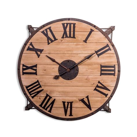 Extra Large Iron And Wood Industrial Wall Clock Wall Clock