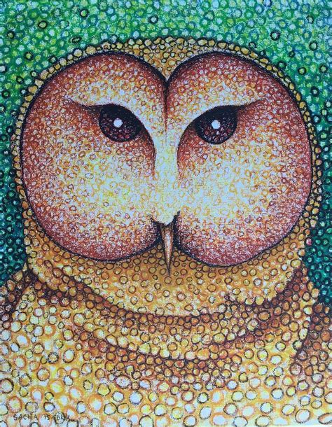 Face Of An Owl 2015 Drawing By S A C H A Circulism Technique Fine