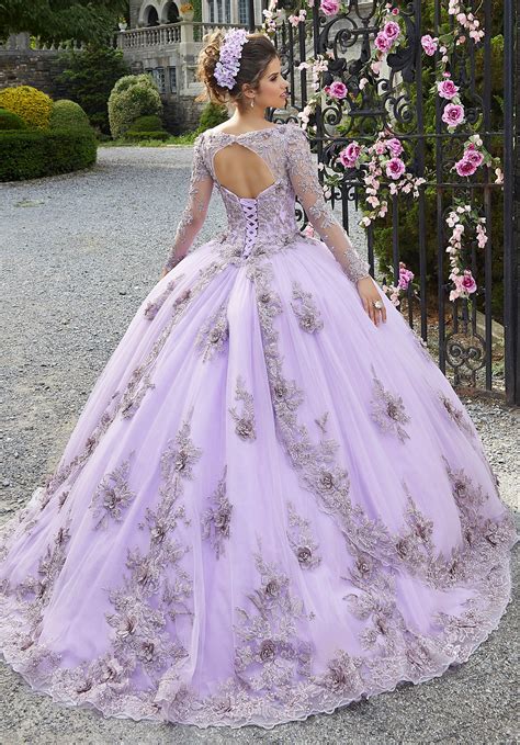 Three Dimensional Metallic Quinceañera Dress Morilee Lavender Quinceanera Dresses Purple