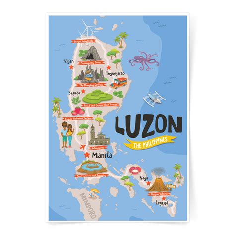 Luzon Illustrated Map Poster Pinspired Art Souvenirs