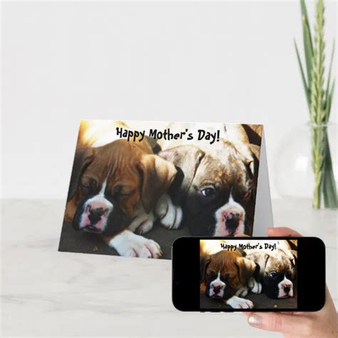 Happy Mothers Day Boxer Puppies Greeting Card Zazzle