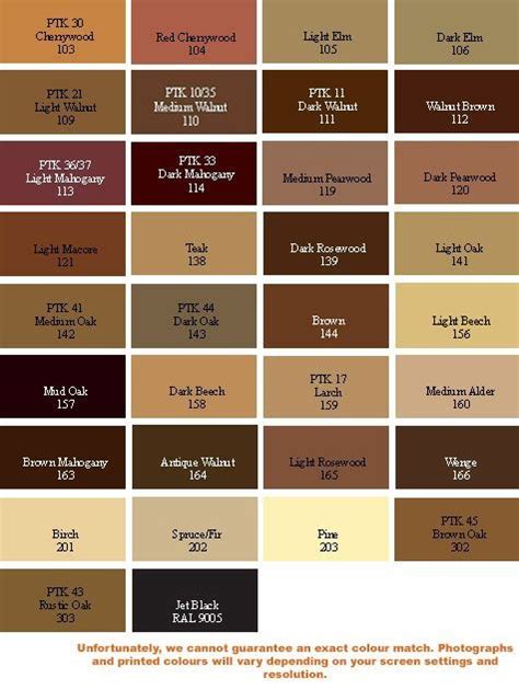 The Color Chart For Different Shades Of Brown Yellow And Red With Text