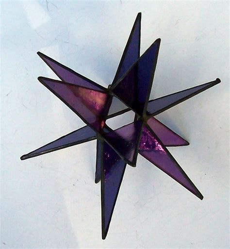 Med Moravian Star Tree Topper Stained Glass 3d Star Etsy