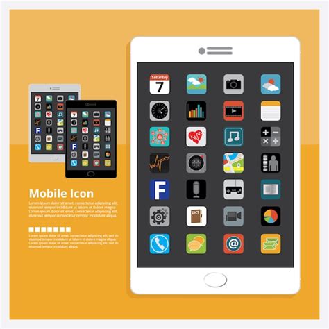 Premium Vector Tablet With Icon Design Set Vector Illustration