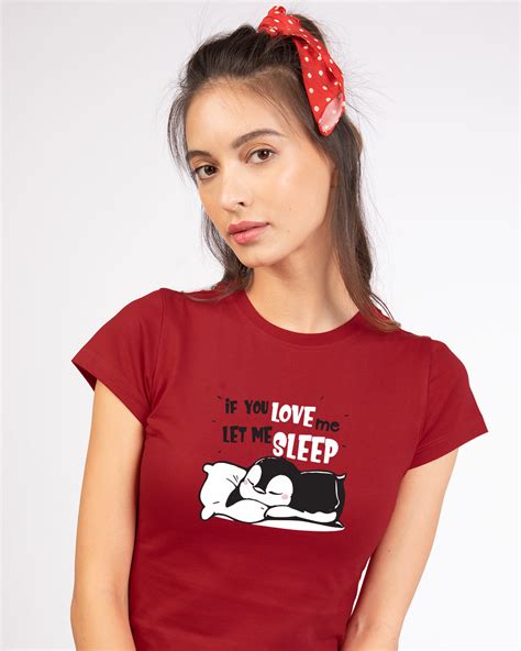 Buy Let Me Sleep Penguin Half Sleeve T Shirt For Women Red Online At Bewakoof