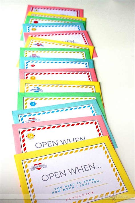 Open when is gifted to someone who is angry sad or someone has their birthday coming up. Open When Letters Printable Kit - From The Dating Divas