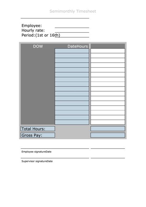 Top 13 Semi Monthly Timesheet Templates Free To Download In Pdf Format