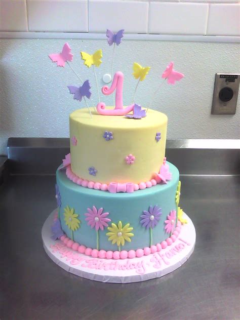 1st Birthday Cake With Butterflies And Flowers Main Made Custom Cakes