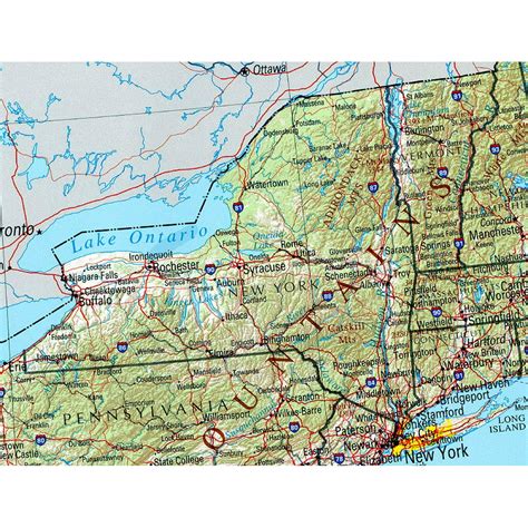 Laminated Map Reference Geography Map Of New York Poster 20 X 30